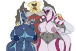  alphaandrenew anthro big_breasts breast_size_difference breasts dialga female giratina group hi_res huge_breasts inverted_nipples legendary_pok&eacute;mon nintendo nipples nude palkia pok&eacute;mon pok&eacute;mon_(species) simple_background video_games white_background wide_hips 