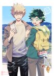  ! !! 2boys all_might alternate_costume animal_charm aqua_jacket backpack bag bag_charm bakugou_katsuki blonde_hair blurry blurry_background boku_no_hero_academia bright_pupils brown_jacket brown_pants buckle cameo casual character_doll charm_(object) check_clothing collarbone colored_eyelashes constricted_pupils cowboy_shot day falling falling_petals freckles furrowed_brow gashapon green_eyes green_hair green_hood grey_outline grey_shirt hair_between_eyes hand_up hawks_(boku_no_hero_academia) highres holding holding_phone hood hood_down hooded_jacket houndstooth jacket leather leather_pants looking_back looking_down male_focus midoriya_izuku multiple_boys notebook open_clothes open_jacket open_mouth outdoors outside_border pants pen petals phone pixiv_id pixiv_logo pocket print_pants red_eyes sanpaku shirt short_hair sleeves_past_elbows speech_bubble spiked_hair spoken_exclamation_mark surprised sweatdrop t-shirt teeth torn_bag toy turning_head twitter_logo twitter_username ume_(326310) unmoving_pattern upper_teeth_only v-shaped_eyebrows white_pupils wide-eyed yellow_bag zipper_pull_tab 