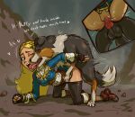 all_fours balls bestiality blonde_hair blue_eyes blush breath_of_the_wild canid canine canis censored dark_body dark_fur doggystyle domestic_dog duo female female_on_feral female_penetrated feral feral_penetrating french_kissing from_behind_position fur genitals hair hi_res human human_on_feral hylian_retriever imminent_knotting interspecies kissing knot licking long_hair low-angle_view male male/female male_penetrating male_penetrating_female mammal mosaic_censorship nintendo one_eye_closed open_mouth pale_skin pears_(artist) penetration penis princess_zelda sex the_legend_of_zelda tongue tongue_out video_games 