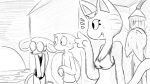 16:9 animal_crossing anthro biped blush bodily_fluids breasts domestic_cat dragonweirdo eyewear felid feline felis female frown glasses group hi_res male mammal marshal_(animal_crossing) monochrome mouse murid murine nintendo petri_(animal_crossing) rodent sciurid sweat tail tree_squirrel widescreen