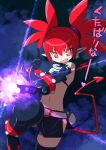  1girl boots choker demon_girl demon_tail demon_wings disgaea earrings etna_(disgaea) fang flat_chest hekaton jewelry magic mini_wings miniskirt navel o-ring o-ring_choker open_mouth pink_eyes pointy_ears red_hair red_wings skirt skull_earrings smile solo tail thigh_boots wings 