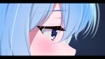  1girl blue_eyes blue_hair blush close-up commentary diootaro eye_focus from_side highres hololive hoshimachi_suisei letterboxed profile solo star_(symbol) star_in_eye symbol_in_eye virtual_youtuber 