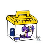 3_toes ambiguous_gender avali bow_tie cage chibi clothing doctor_who enclosure feet felisrandomis food legwear multi_ear pawpads pop-tarts solo tardis thigh_highs toes