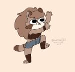 animated anthro bottomwear bra clothing crop_top dancing distraction_dance female hi_res loop mammal melting_(character) midriff mooncarl procyonid raccoon seamless_loop shirt shorts simple_background solo tail topwear underwear