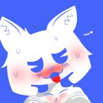 anthro aroused blush bodily_fluids breasts clyde_(discord) discord_(app) ears_up female half-closed_eyes hand_on_butt licking narrowed_eyes open_mouth owo presenting presenting_breasts raysixtails simple_background simple_eyes solo tongue