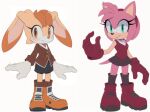 aged_up amy_rose anthro blue_archer_(artist) clothed clothing cream_the_rabbit duo female idw_publishing redesign sega simple_background smile sonic_the_hedgehog_(comics) sonic_the_hedgehog_(idw) sonic_the_hedgehog_(series)