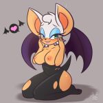  &lt;3 1:1 anthro big_breasts blush breasts bunnybits chiropteran clothing female green_eyes hi_res kneeling mammal rouge_the_bat solo sonic_the_hedgehog_(series) torn_clothing 
