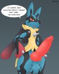 absurd_res animal_genitalia animal_penis balls big_balls big_penis black_body black_fur blue_body blue_fur canid canine canine_genitalia canine_penis digital_media_(artwork) erection fur generation_4_pokemon generation_6_pokemon genitals hair hi_res huge_balls huge_penis knot looking_at_viewer lucario male mammal mega_evolution mega_lucario nintendo open_mouth penis pokemon pokemon_(species) presenting red_eyes simple_background solo spikes standing text throbbing throbbing_penis tongue varium