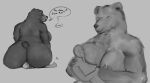 absurd_res anthro bear big_breasts big_butt blush bodily_fluids breastfeeding breasts butt cum doctordj duo eyes_closed facesitting female genital_fluids gesture grey_background hand_gesture handjob hi_res human male mammal monochrome penile sex simple_background sitting_on_another slightly_chubby smile text thumbs_up