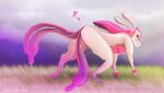 2_tails anthro blush blush_lines breasts female lovander multi_tail multicolored_body pal_(species) palworld pocketpair tail thehollowzone