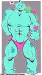 2021 abs anthro anthrofied areola biceps biped bulge clothed clothing flower fuf generation_1_pokemon grey_body hand_behind_back heart_symbol hi_res holding_flower holding_object ivysaur looking_at_viewer male muscular muscular_male nintendo nipples open_mouth pecs plant plantigrade pokemon pokemon_(species) simple_background solo speech_bubble teeth tongue underwear underwear_only