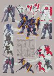  absurdres advance_of_zeta advance_of_zeta_re-boot beam_rifle energy_gun gm_(mobile_suit) gm_cannon gm_cannon_ii gm_ii gm_sniper gm_sniper_ii gun gundam highres kenki_fujioka mecha mobile_suit no_humans official_art reference_sheet robot shield titans_(gundam) weapon 