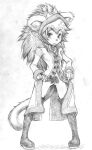 anthro biped boots clothed clothing felid feline female footwear fur genitals graphite_(artwork) hair hat headgear headwear kemono looking_at_viewer mammal marudi pencil_(artwork) presenting presenting_pussy pubes pussy simple_background solo standing traditional_media_(artwork) white_background