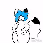 abyss_art_(artist) animated anthro belly big_butt big_tail blue_hair butt canid canine fox hair male mammal messy_hair slightly_chubby solo tail thick_thighs void_erebus wide_hips