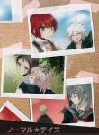  3boys 3girls :d backpack bag bangs black_jacket black_shirt blue_sky braid brown_hair carrying cat_bag closed_eyes coat collarbone collared_shirt commentary_request danganronpa_(series) danganronpa_2:_goodbye_despair day dress frown glasses green_coat happy hinata_hajime hood hood_down hooded_jacket jacket koizumi_mahiru komaeda_nagito kuzuryuu_fuyuhiko light_brown_hair long_hair looking_at_another multiple_boys multiple_girls nanami_chiaki necktie open_clothes open_coat open_mouth outdoors pekoyama_peko photo_(object) piggyback pinafore_dress plaid_neckwear red_hair shirt short_hair sky smile striped_jacket suzuka_(rekkyo) translation_request twin_braids white_shirt 