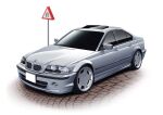  absurdres bmw bmw_3_series car commission grey_car highres making-of_available motor_vehicle no_humans original photo-referenced road_sign second-party_source sh1m4o shadow sign vehicle_focus 