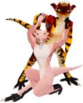 3d_(artwork) ambiguous_gender anthro claws digital_media_(artwork) duo gavit hi_res horn humanoid kobold kobold_dellarte low_poly reptile scalie simple_background tail vogue