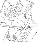  2021 anthro belly black_and_white bonedra bulge clothing fish footwear hi_res humanoid_hands kemono male marine monochrome overweight overweight_male sandals shark shirt solo topwear underwear 