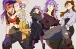 amity_blight black_dress black_nails bra breasts brown_hair casual dress glasses kuma20151225 looking_at_viewer messy_hair multicolored_hair pointy_ears ponytail prototype_design purple_hair sandals simple_background the_owl_house two-tone_hair underwear yellow_eyes 