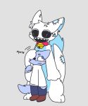 2024 5:6 ambiguous_anthro ambiguous_gender animate_inanimate anthro azure_(flufpan) bell bell_collar belly big_eyes big_pupils biped blue_belly blue_body blue_countershading blue_ears blue_face blue_fur blue_hands blue_inner_ear blue_tail blue_tail_tuft blush blush_lines bottomwear cheek_tuft closed_smile clothed clothing collar collar_only compression_artifacts countershade_belly countershade_torso countershading digital_drawing_(artwork) digital_media_(artwork) dragon duo english_description english_text facial_tuft feet fluffy fluffy_tail flufpan footwear full-length_portrait fur furred_dragon furred_scalie grey_background head_tuft hi_res inner_ear_fluff jingle_bell jingle_bell_collar larger_ambiguous larger_anthro living_clothing living_fursuit looking_down looking_down_at_another looking_up looking_up_at_another mammal monotone_arms monotone_background monotone_body monotone_face monotone_feet monotone_fur monotone_hands monotone_legs monotone_tail mouth_closed multicolored_body multicolored_fur mythological_creature mythological_scalie mythology neck_bell noseless nude onomatopoeia open_mouth open_smile pants patch_(fabric) petting petting_head portrait pupils red_collar scalie seam_(sewing) shoes simple_background size_difference smaller_ambiguous smaller_anthro smile sound_effects standing tail tail_tuft tapering_tail teeth text toony topwear tuft two_tone_body two_tone_fur white_arms white_body white_clothing white_ears white_face white_feet white_fur white_hands white_inner_ear_fluff white_legs white_tail white_topwear wide_smile