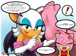  amy_rose anthro armwear barefoot bat clothing duo elbow_gloves eulipotyphlan eyes_closed feet female gloves handwear hedgehog hi_res laugh mammal mrff25 open_mouth pink_body rouge_the_bat sega soles sonic_the_hedgehog_(series) speech_bubble text toes 