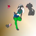  1:1 absurd_res andromorph anthro butt clothed clothing co1byfpv digital_media_(artwork) fur gradient_background grey_body grey_fur hi_res intersex lagomorph leporid long_ears mammal model_sheet pawpads pink_pawpads rabbit simple_background solo 