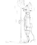 absurd_res anthro burmecian clothing coat female final_fantasy final_fantasy_ix freya_crescent hat headgear headwear hi_res lonecube_(artist) mammal melee_weapon monochrome murid murine polearm raining rat rodent solo spear square_enix tail topwear weapon