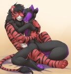  2015 4_toes 5_fingers anthro anthro_on_anthro black_body black_fur black_hair black_stripes canid canine digital_media_(artwork) duo feet felid fingers fiyahligerrawr fox fur hair hug hybrid jailbird liger lion looking_at_another male male/male mammal mastery_position orange_body orange_fur pantherine pawpads purple_body purple_fur purple_hair purple_pawpads red_eyes sex stripes toes white_body white_fur 