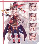  ai_xiao_meng animal_ears cleavage expression nekomimi no_bra tail thighhighs witch 