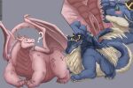  3:2 belly big_butt bodily_fluids butt chamuskinha dragon duo female feral genital_fluids genitals hi_res male male/female mythological_creature mythological_scalie mythology overweight pussy quadruped scalie slightly_chubby vaginal_fluids wings 