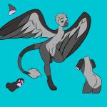 1:1 absurd_res animal_genitalia anthro avian balls blue_background butt co1byfpv digital_media_(artwork) european_mythology fully_sheathed genitals greek_mythology harpy hi_res male model_sheet mythological_avian mythological_creature mythology nude sheath simple_background