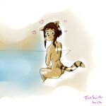 &lt;3 1:1 anthro bathroom butt caught cute_face female furhirehire hi_res mammal procyonid raccoon raised_tail smile smiling_at_viewer solo surprise young 