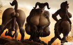  3d_(artwork) animal_genitalia animal_penis anthro balls big_breasts big_butt breasts brown_body butt crouching deathclaw digital_media_(artwork) equine_genitalia equine_penis fallout genitals gynomorph hands_on_hips hi_res intersex looking_at_viewer looking_through looking_through_legs microsoft nipples nude penis scalie sfrogue thick_thighs wide_hips 