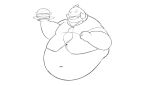  2021 alien aloha_shirt black_and_white burger clothing digital_drawing_(artwork) digital_media_(artwork) disney eyebrows food gantu hi_res holding_food holding_object lilo_and_stitch line_art looking_at_viewer male monochrome navel not_furry obese obese_male open_mouth open_smile overweight overweight_male pattern_clothing pattern_shirt pattern_topwear plate raised_eyebrow shirt simple_background smile solo stompsthecroc topwear white_background 