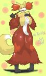  absurd_res anthro big_breasts breasts delphox female generation_6_pokemon hi_res holding_object holding_stick inner_ear_fluff mr.cdg nintendo pokemon pokemon_(species) pseudo_clothing red_eyes solo stick tail thick_thighs tongue tongue_out tuft 