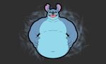  2021 4_fingers alien anthro anthrofied black_eyes blue_body blue_fur blue_nose digital_drawing_(artwork) digital_media_(artwork) disney experiment_(lilo_and_stitch) fingers flat_colors fur hands_on_stomach head_tuft hi_res lilo_and_stitch male navel notched_ear open_mouth open_smile outline overweight overweight_anthro overweight_male pupils smile solo stitch_(lilo_and_stitch) stompsthecroc tuft white_pupils 