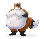  anthro belly belly_overhang big_belly brown_hair canid canine dipstick_tail eyewear eyewear_only fat_rolls floofymeister fox fur glasses glasses_only hair hi_res love_handles male mammal markings moob_grab moobs nude obese obese_anthro obese_male orange_body orange_fur overweight overweight_anthro overweight_male simple_background smile solo standing tail tail_markings thick_thighs wearing_glasses white_background white_body white_fur 