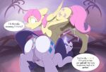  absurd_res anus ass_up breasts crossgender dialogue english_text equid equine female feral fluttershy_(mlp) friendship_is_magic ftm_crossgender hasbro hi_res horn magic male male/female mammal my_little_pony nookprint pegasus raised_leg rarity_(mlp) teats text unicorn wings 