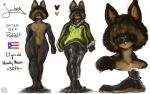  4_toes afro anklet anthro bare_chest barefoot bottomwear brown_body brown_fur cinnahbunn clothed clothing curled_hair feet fur hair hair_over_eyes hi_res hindpaw jaiden_(cinnahbunn) jewelry lagomorph leporid long_ears looking_at_viewer male mammal model_sheet multicolored_body multicolored_fur pants paws poofy_hair puerto_rican_flag rabbit solo sweater toes topwear two_tone_body two_tone_feet two_tone_fur 