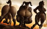  3d_(artwork) anthro big_breasts big_butt breasts brown_body butt crouching deathclaw digital_media_(artwork) fallout female genitals hands_on_hips hi_res looking_at_viewer looking_through looking_through_legs microsoft nipples nude pussy scalie sfrogue thick_thighs wide_hips 