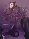  2024 5_fingers anthro artist_name balls biceps big_balls big_biceps big_pecs big_penis black_arms black_balls black_body black_chest black_clothing black_fingers black_genitals black_hands black_legwear black_neck black_pecs black_penis bodily_fluids bone brown_horn clothing demon dialogue digital_drawing_(artwork) digital_media_(artwork) dotted_background elias_ainsworth ellipsis english_text erection fingers foreskin genital_fluids genitals glans hand_on_knee hand_on_leg hand_on_own_knee hand_on_own_leg hi_res honorific horn huge_balls huge_penis humanoid_hands inayurinko legwear looking_at_viewer male master monotone_arms monotone_balls monotone_chest monotone_genitals monotone_hands monotone_legs monotone_neck monotone_penis monster mouth_closed muscular muscular_arms muscular_legs navel nipple_piercing nipples nude offscreen_character pattern_background pecs penis piercing retracted_foreskin signature simple_background skull skull_head solo talking_to_another text the_ancient_magus_bride thick_arms thick_thighs vein veiny_penis yellow_piercing 