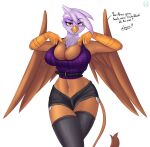  anthro anthrofied avian big_breasts bottomwear breasts cleavage clothed clothing female friendship_is_magic gilda_(mlp) gryphon hasbro hi_res my_little_pony mythological_avian mythology nexcoyotlgt shorts solo wide_hips 