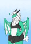  absurd_res anthro bulge clothing dragon eyes_closed femboy fuzzy hi_res jays_den male mythological_creature mythological_scalie mythology scalie smile solo tight_clothing 