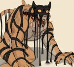  anthro blood blood_from_mouth blood_in_mouth bodily_fluids body_horror dream_tiger_(govy9807) felid hi_res horror_(theme) looking_at_viewer male mammal monster on_ground open_mouth pantherine sharp_teeth solo teeth tiger wide_mouth zabavnaya 