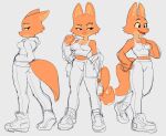  2024 anthro breasts canid canine clothing diane_foxington dreamworks female footwear fox fur mammal multiple_poses narrowed_eyes open_mouth orange_body orange_fur pose shoes simple_background slammo solo the_bad_guys 