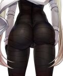  1girl ass ass_focus bandages cameltoe cape close-up from_behind highres light_brown_hair long_hair maplestory mastgg orchid_(maplestory) simple_background solo very_long_hair white_background white_cape 