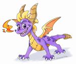  2021 activision claws digital_media_(artwork) dragon feral hi_res horn icelectricspyro male membrane_(anatomy) membranous_wings open_mouth purple_eyes scales scalie smile solo spines spyro spyro_the_dragon teeth tongue video_games western_dragon wings 