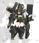  1girl absurdres armor bandaid bandaid_on_nose cannon clenched_hand covered_navel frown full_body helmet highres jinyu_lao_honglingjin looking_at_viewer mecha_musume original purple_eyes purple_hair solo standing thighs white_background 