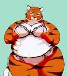  2021 anthro belly big_belly big_breasts black_nose bra breasts chubby-shark claws clothed clothing countershading ear_piercing ear_ring eyelashes eyeshadow felid female fur furgonomics furry-specific_piercing holding_breast lingerie looking_at_viewer makeup mammal navel orange_body orange_fur overweight overweight_female pantherine panties piercing portrait seductive short_ears signature simple_background solo standing stripes thick_thighs three-quarter_portrait tiger tigress_(disambiguation) underwear underwear_only white_body white_fur 