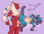  anal anthro balls belly_inflation blaziken blue_body blue_fur blush bodily_fluids chest_spike cum cum_inflation cum_inside duo eyewear fur genital_fluids genitals glasses hi_res inflation internal knot leash lucario lying male male/male nintendo open_mouth pawpads penis pok&eacute;mon pok&eacute;mon_(species) red_body red_fur shugowah spikes spikes_(anatomy) video_games yellow_body yellow_fur 